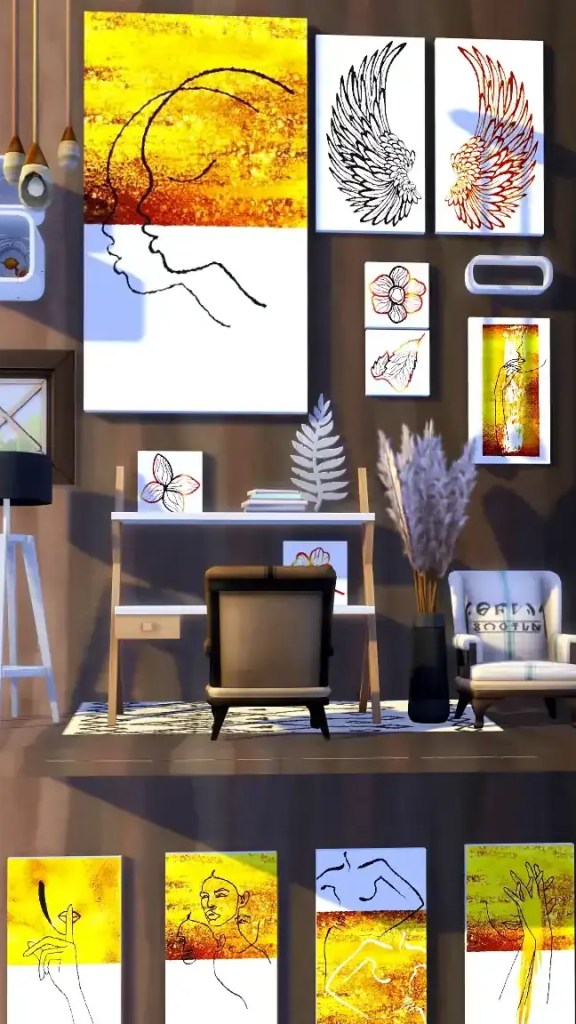 gallery art sims 4; free; line art; sims 4 game; paintings; eevam; ts4;