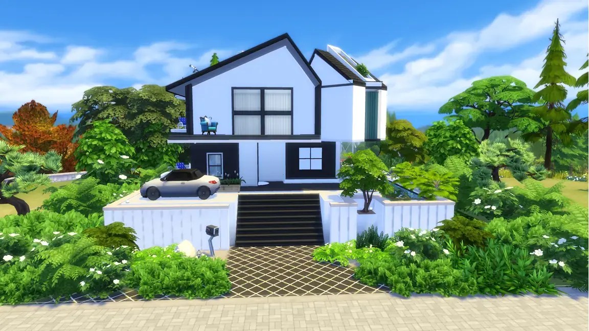sims 4; ts4; gallery; modern house; landscape garden; eevam;